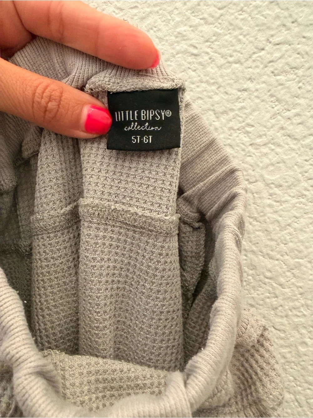 Little Bipsy Neutral Waffle Knit Jogger Set - Light Gray